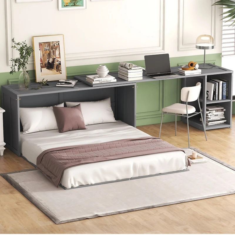 Streamdale Queen Murphy Bed With Rotatable Desk