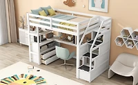 Streamdale Loft Bed with Desk, Drawers, Shelves & Staircase