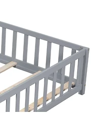 Simplie Fun Montessori Floor Bed for Toddlers: Grey Wood