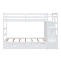 Streamdale Twin Over Bunk Bed With Trundle And Staircase, White