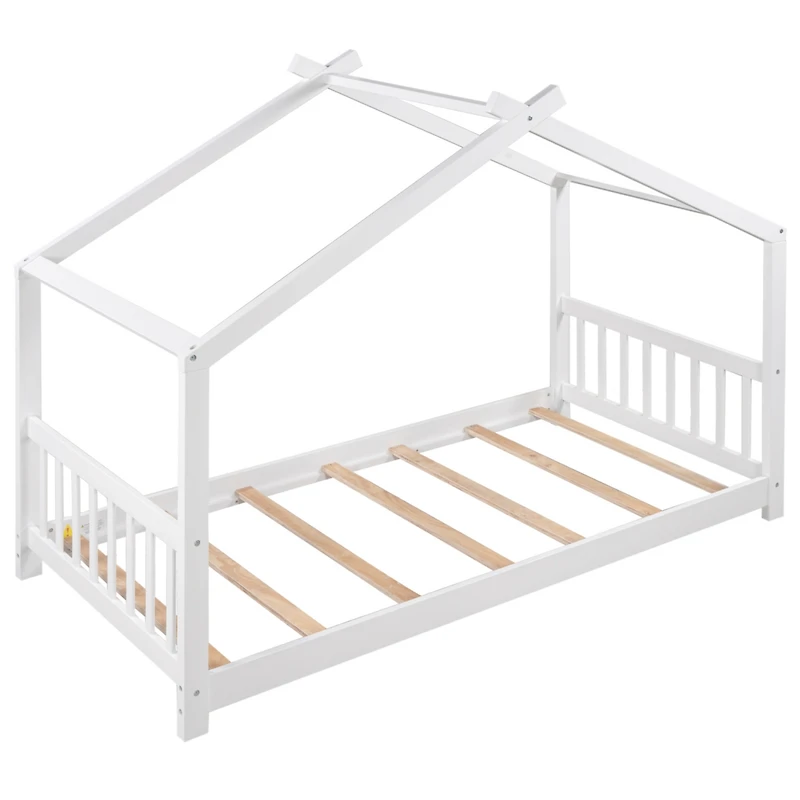 Streamdale Twin House Platform Bed With Headboard And Footboard, Roof Design