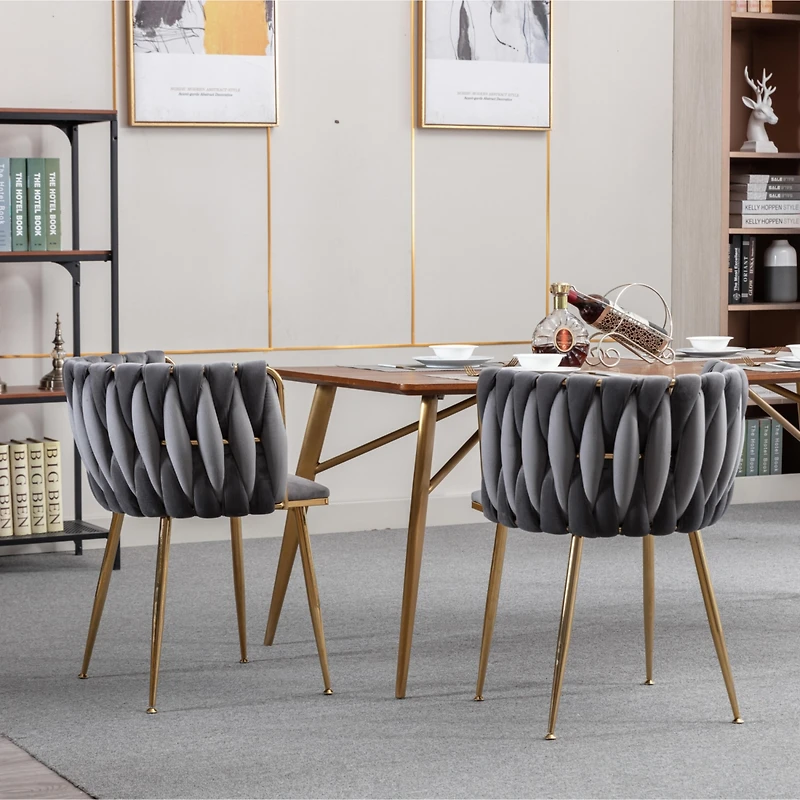 Streamdale Velvet Dining Chair (Set of 2), Modern Ivory