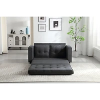 Streamdale Convertible Sofa Bed Set in Gray & Beige Linen Fabric