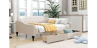 Streamdale Full Size Upholstered Tufted Daybed With Two Drawers