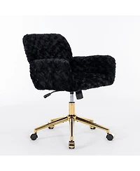 Simplie Fun Adjustable Swivel Office Chair with Golden Metal Base