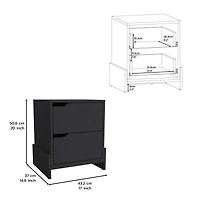 Streamdale Haines Nightstand With 2-Drawers, End Table Sturdy Base