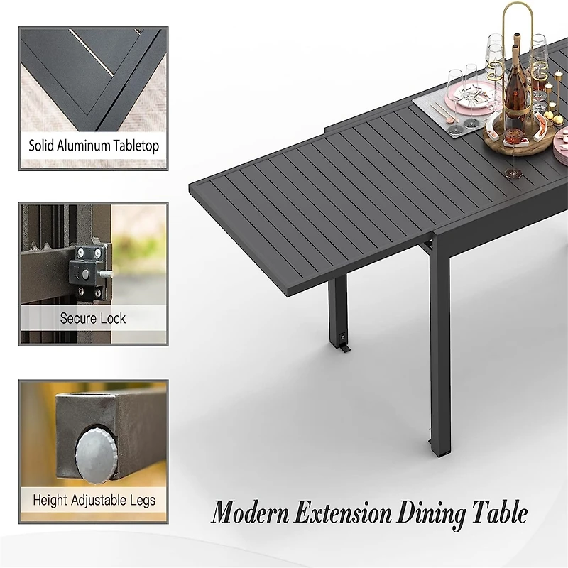 Streamdale Expandable Metal Patio Table for 6-8 People