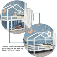 Streamdale Twin Over Twin Bunk Bed With Roof, Slide And Ladder