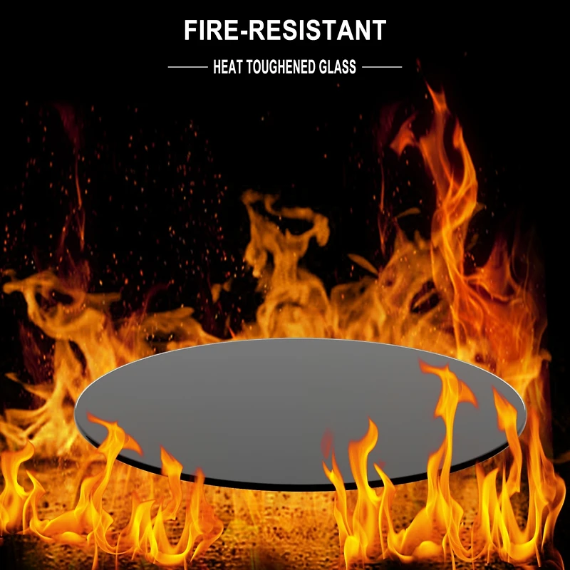 Streamdale Furniture 36 Inch Round Tempered Glass Table Top Black Glass 1/4" Thick Round Polished Edge