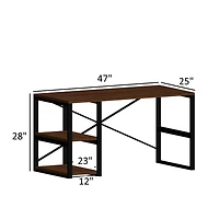 Streamdale Sage Metal Frame 47 Wooden Top 2 Shelves Writing And Computer Desk
