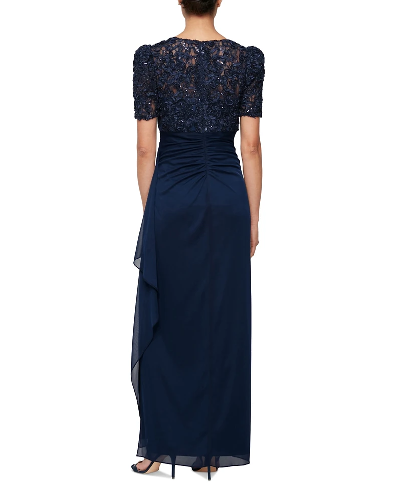 Alex Evenings Women's Embellished Puff-Sleeve A-Line Dress