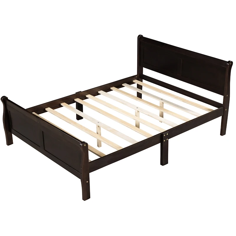 Streamdale Queen Wood Platform Bed With Headboard And Wooden Slat Support
