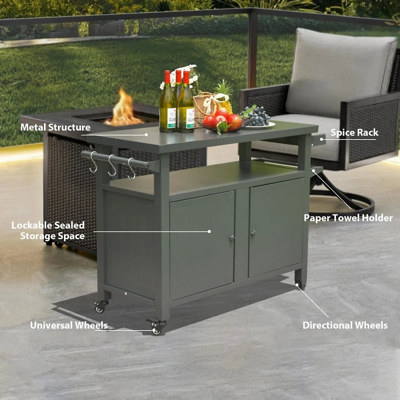 Premium Anti-Rust Outdoor Grill Cart with 83 Gallons of Storage