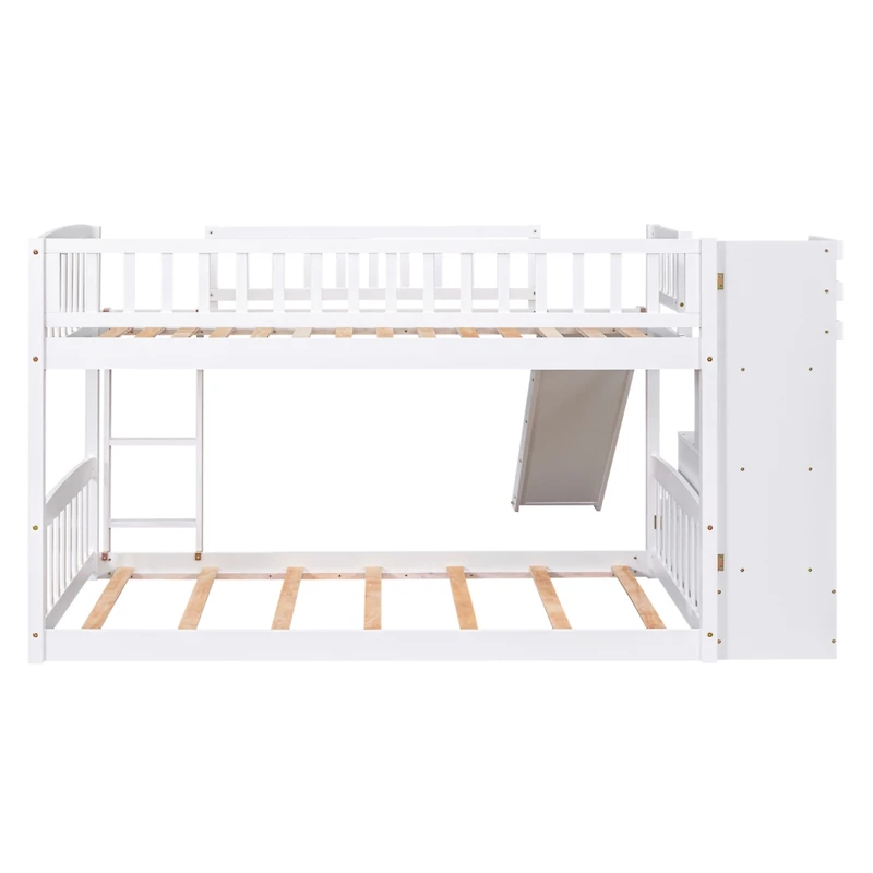 Simplie Fun Stairway Twin Over Twin Bunk Bed With Two Drawers And Slide