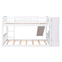 Simplie Fun Stairway Twin Over Twin Bunk Bed With Two Drawers And Slide