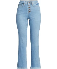Lands' End Women's Recover High Rise Button Front Kick Flare Crop Jeans