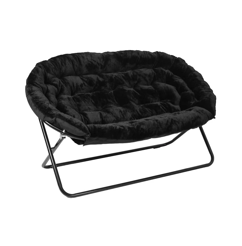 Janey Folding Double Saucer Chair With Steel Frame For Dorm, Living Room, Or Bedroom