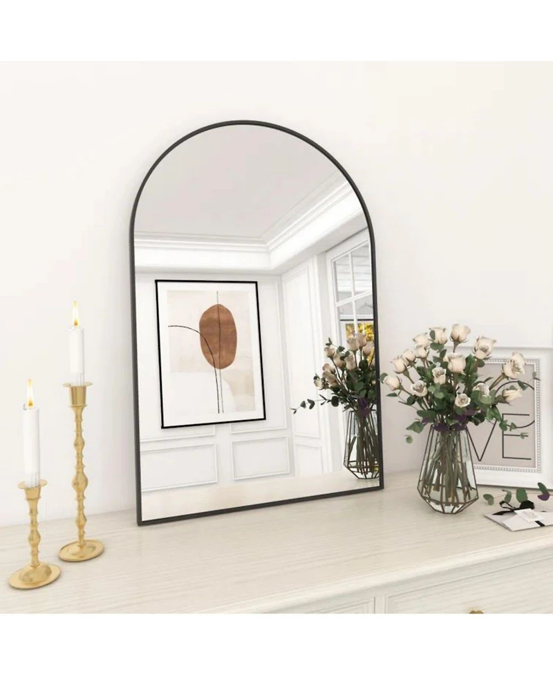Homlux Arched Wall Mounted Mirror 24"x36" in Black