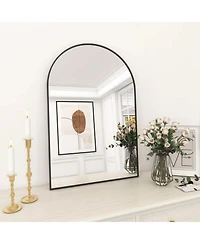 Homlux Arched Wall Mounted Mirror 24"x36" in Black