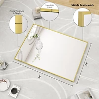 Homlux 24"x36" Rectangular Wall Mirror with Gold Aluminum Alloy Frame
