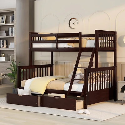 Streamdale Twin-Over-Full Bunk Bed With Ladders And Two Storage Drawers
