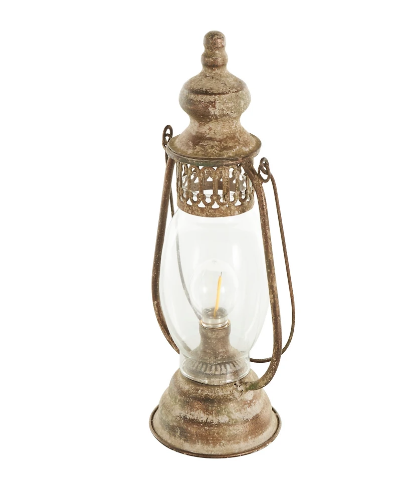 Rosemary Lane 17" Metal Distressed Antique Style Lantern Accent Lamp