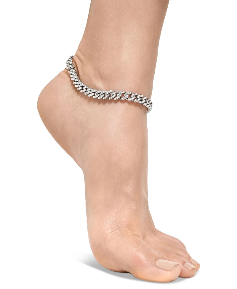 Adornia Silver 10" 8mm Crystal Curb Chain Anklet
