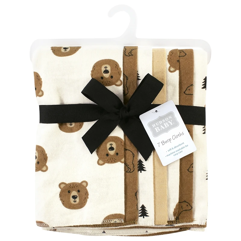 Hudson Baby Unisex 7-Count Cotton-Poly Flannel Burp Cloths for Use