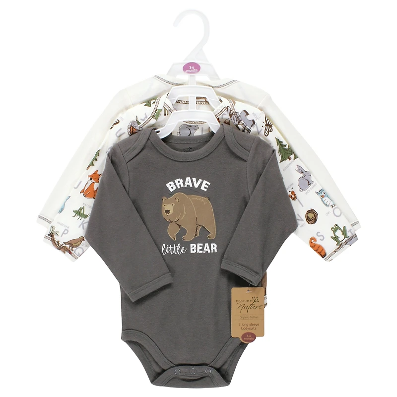 Touched by Nature Baby Boys Natural Cotton Long-Sleeve Bodysuits