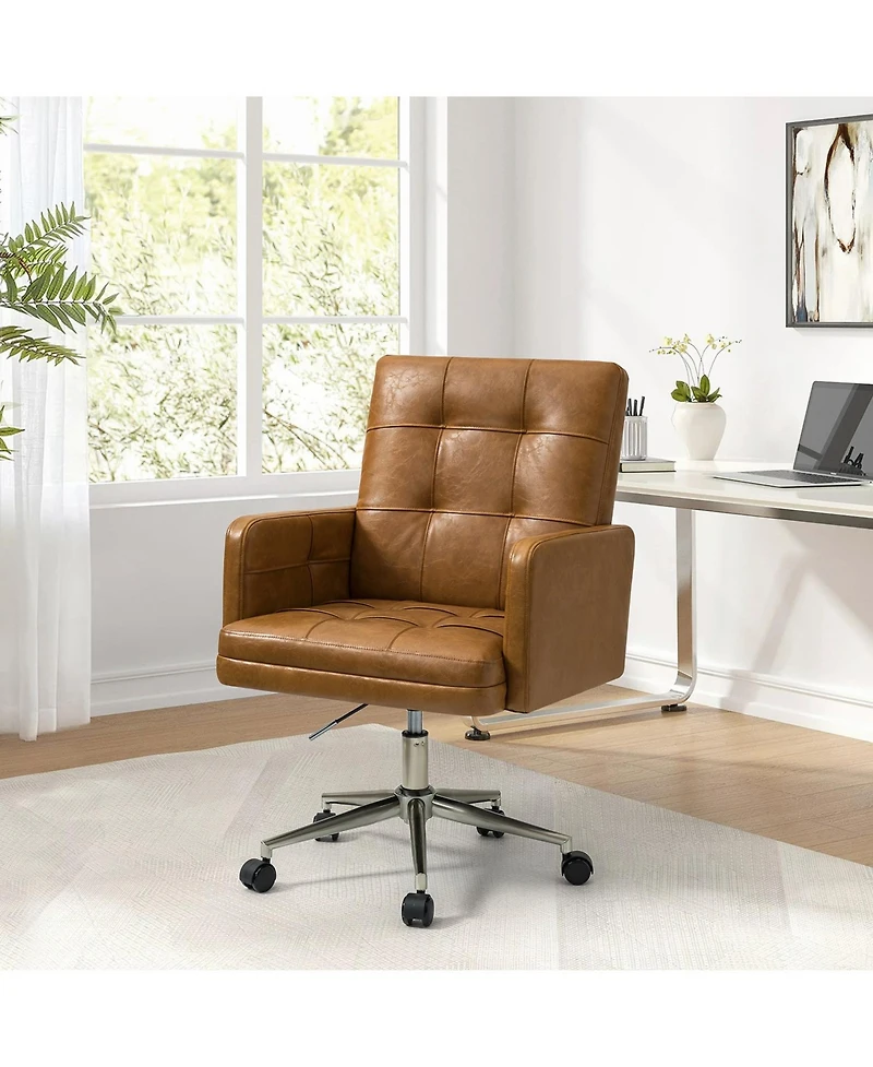 Hulala Home Mid-century Modern Height-Adjustable 360° Swivel Office Chair