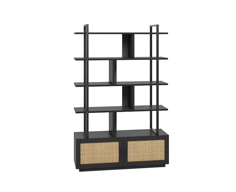 gaomon Split-level rattan bookshelf