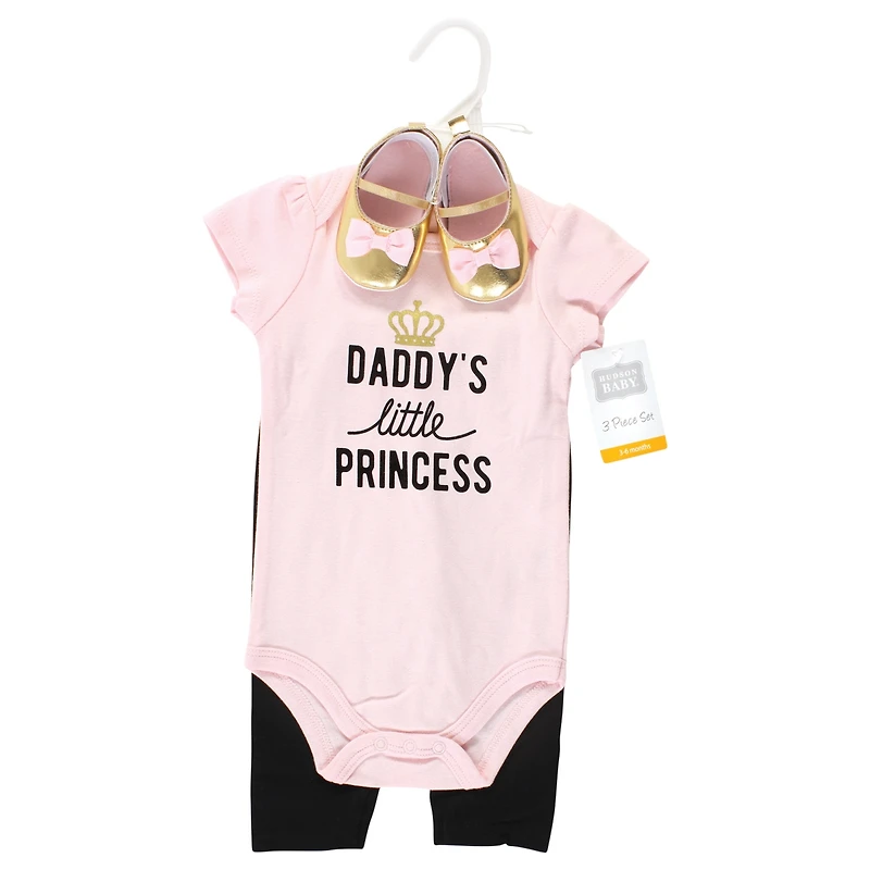 Hudson Baby Girls Cotton Comfort 3Pk Bodysuit, Pants