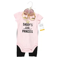 Hudson Baby Girls Cotton Comfort 3Pk Bodysuit, Pants