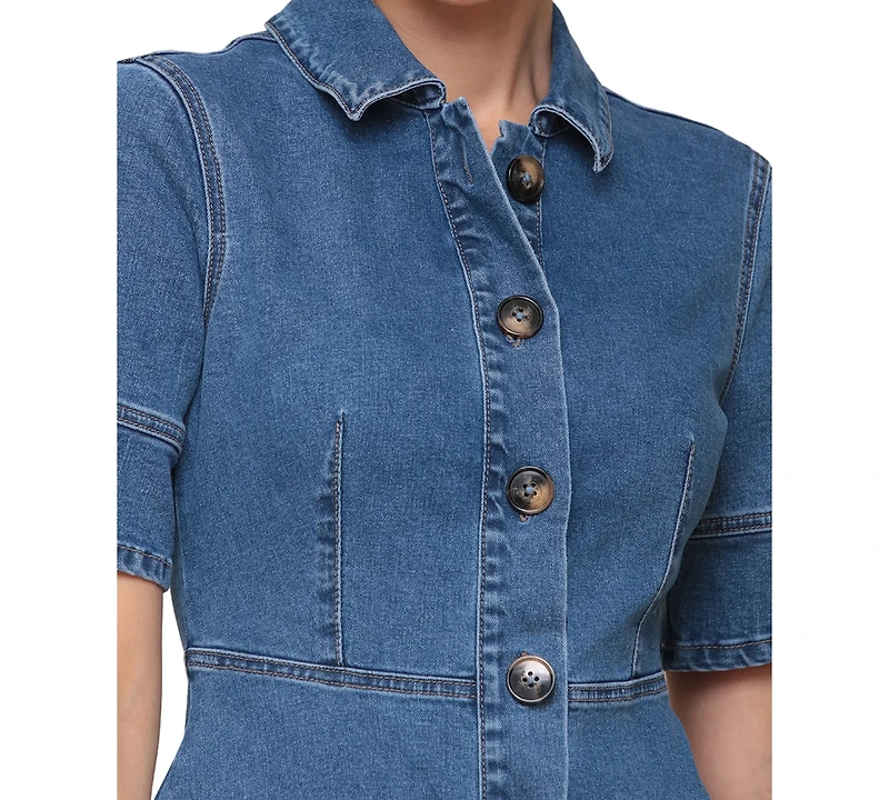 Avec Les Filles Women's Denim Midi Shirtdress