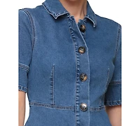 Avec Les Filles Women's Denim Midi Shirtdress