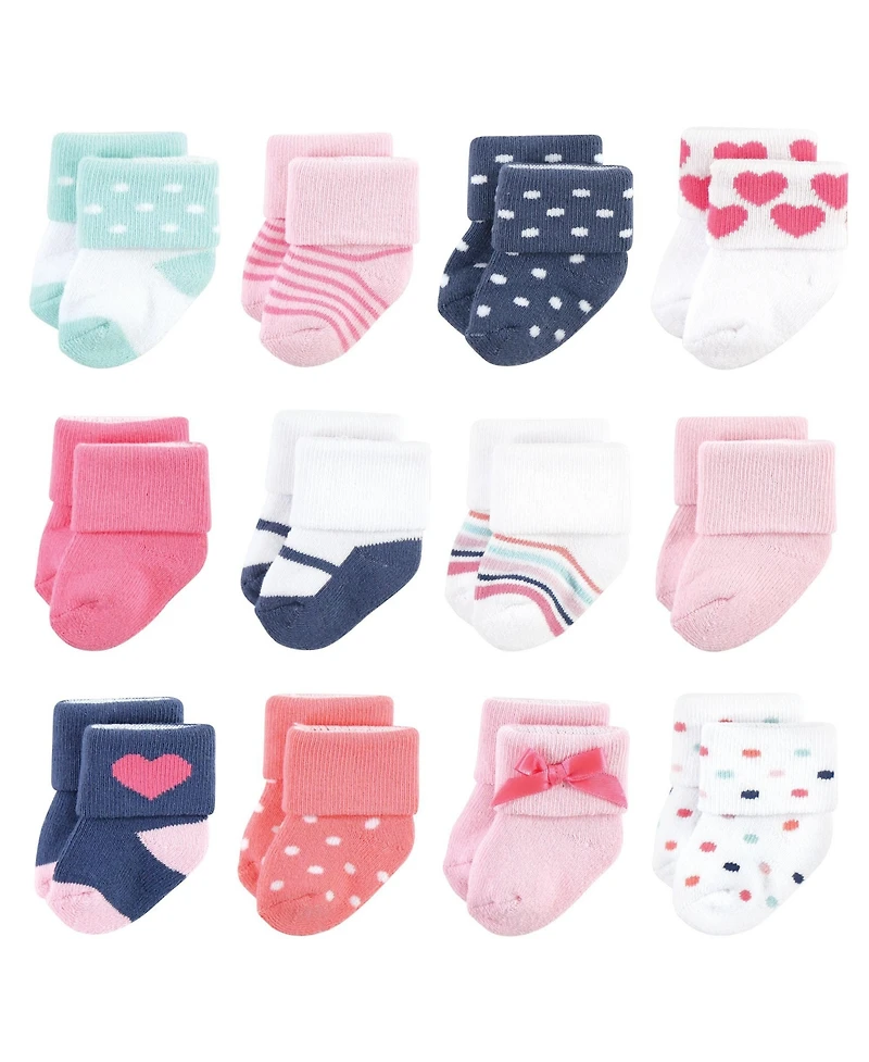 Little Treasure Baby Girls Everyday Comfort Terry Socks 12 Pack