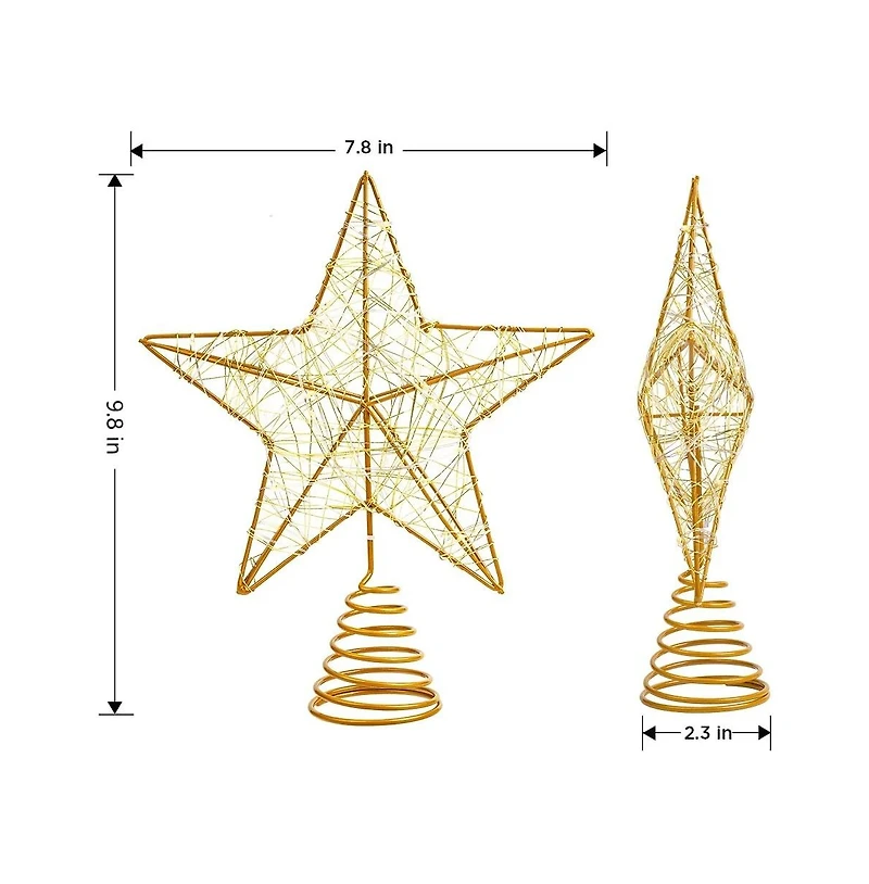 Cowin Christmas Star Tree Topper Led Lighted Hollow