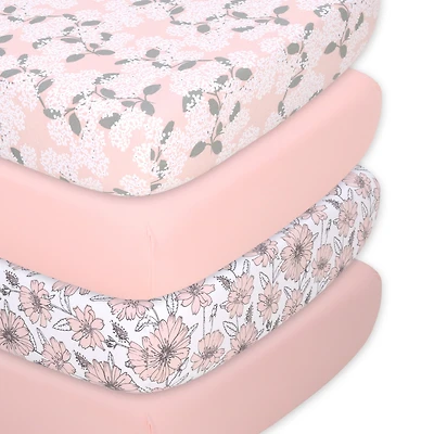 The Peanutshell Cottage Floral Cotton Jersey 4 Pack Fitted Crib Sheets