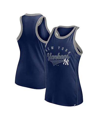 Fanatics Women's Navy New York Yankees Tailsweep Fashion Racerback Rhinestone Tank Top