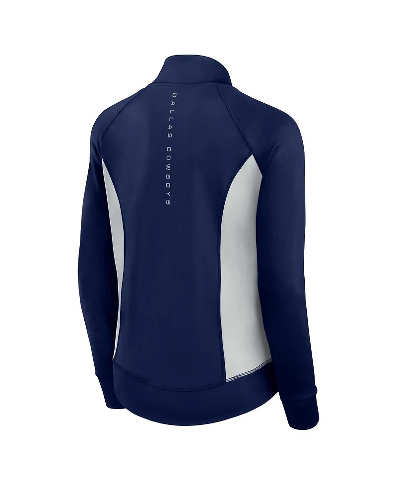 Fanatics Women's Navy Dallas Cowboys Studio Fitted Full-Zip Gym Track Jacket