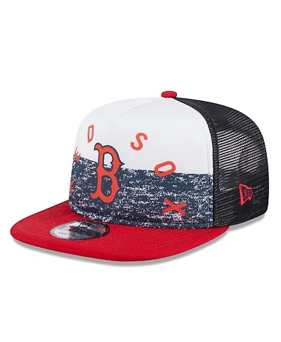 New Era Men's White/Red Boston Red Sox Team Foam Front A-Frame Trucker 9FIFTY Snapback Hat