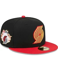 New Era Men's Black/Red Portland Trail Blazers Gameday Gold Pop Stars 59FIFTY Fitted Hat