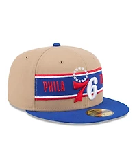 New Era Men's Tan/Royal Philadelphia 76ers 2024 Nba Draft 59FIFTY Fitted Hat