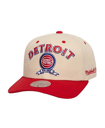 Mitchell & Ness Men's Cream/Red Detroit Pistons 3x Nba Champions Soul Legacy Defined Snapback Hat