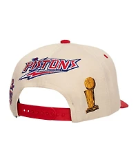 Mitchell & Ness Men's Cream/Red Detroit Pistons 3x Nba Champions Soul Legacy Defined Snapback Hat