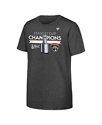 Fanatics Big Boys and Girls Heather Charcoal Florida Panthers 2024 Stanley Cup Champions Locker Room T-Shirt