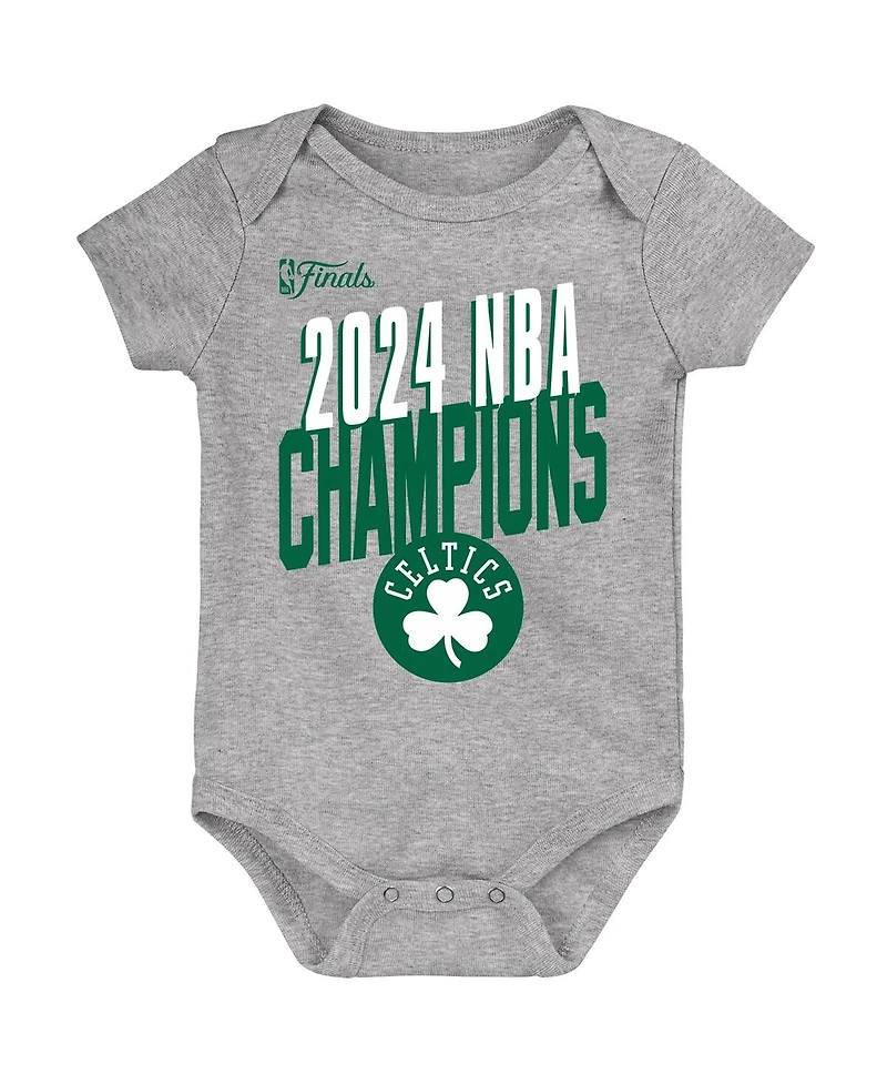 Outerstuff Baby Heather Gray Boston Celtics 2024 Nba Finals Champions Bodysuit