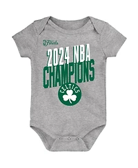 Outerstuff Baby Heather Gray Boston Celtics 2024 Nba Finals Champions Bodysuit