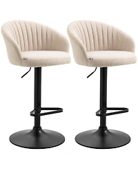 Homcom Adjustable Bar Stools Set of 2 Kitchen Stools with Swivel Seat, Beige