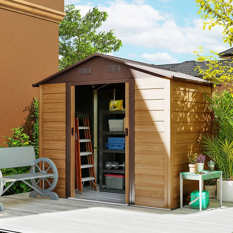 Outsunny 8' x 6' Storage Shed Garden Tool House w/ Vents Doors
